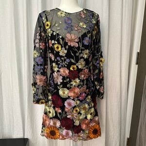 Mac Duggal Floral Appliqué Dress